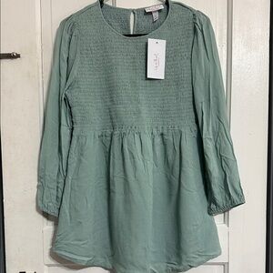 Isabel Maternity Dress Smocked Top in Sage